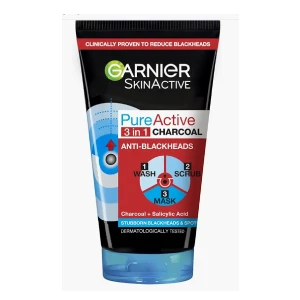 Garnier Pure Active 3in1 Charcoal Wash, Scrub, Mask 150ml
